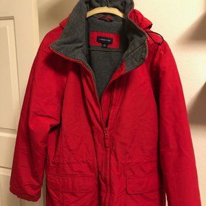 Red Lands End winter coat. Fully lined. Size 10-12.